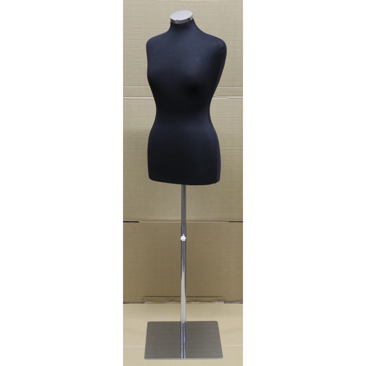 B46-BM - Size 4/6 Black Jersey Female Dress form mannequin Metal Base