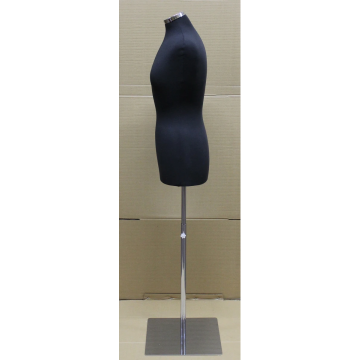 B46-BM - Size 4/6 Black Jersey Female Dress form mannequin Metal Base