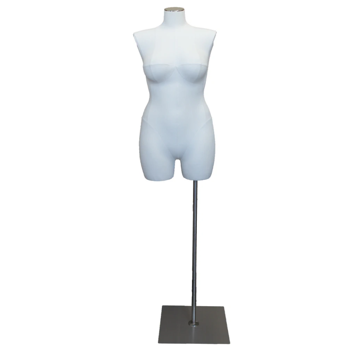 BF16-WM - Size 16/18 PLUS SIZE White Linen Female 3Q Dress form mannequin